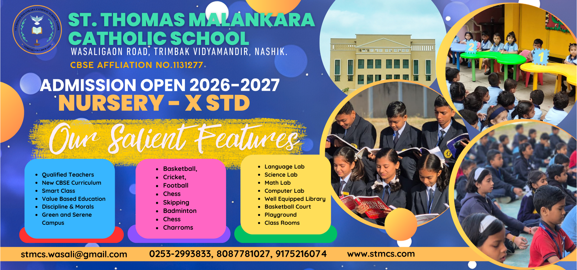 Admission Open for 2026-2027 Nursery to Std X